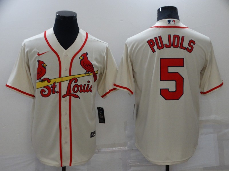 Men's St. Louis Cardinals Albert Pujols #5 Beige Baseball Jersey